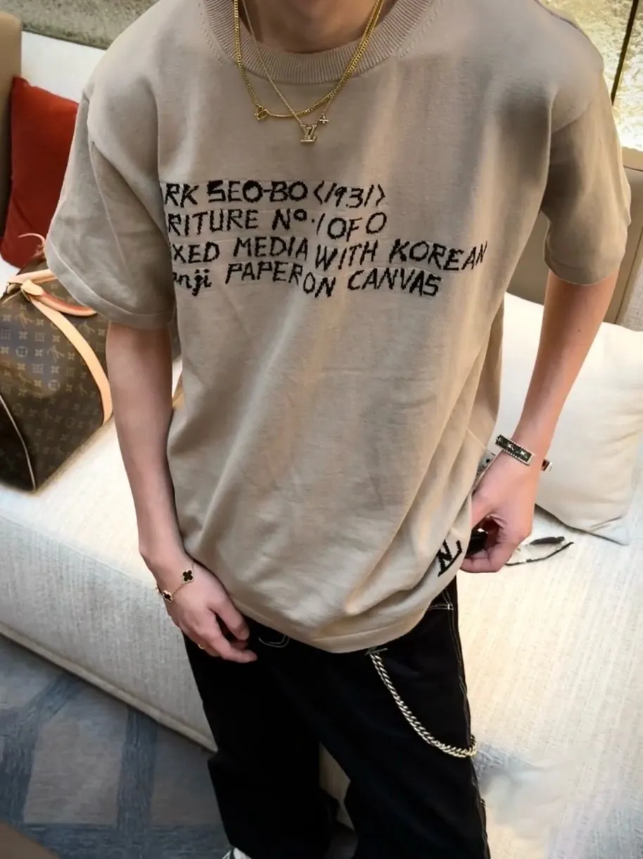 Louis Vuitton/Louis Vuitton hooked letter jacquard knitted short sleeves